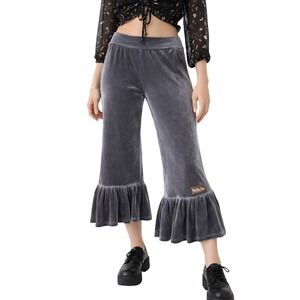 MATILDA JANE Velvet Ruffle Cropped Pants Whimsigoth Boho Flare Size XS